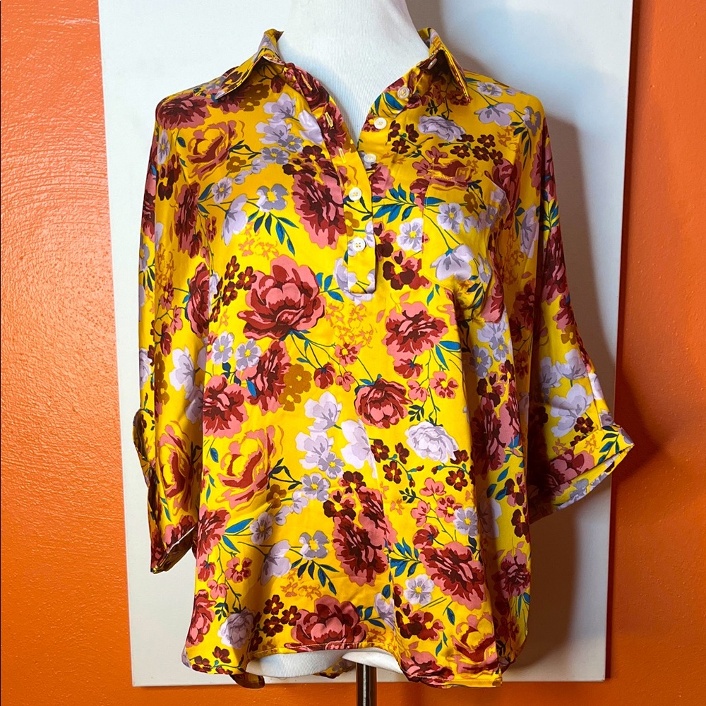 Floral Yellow Plum Women's Blouse